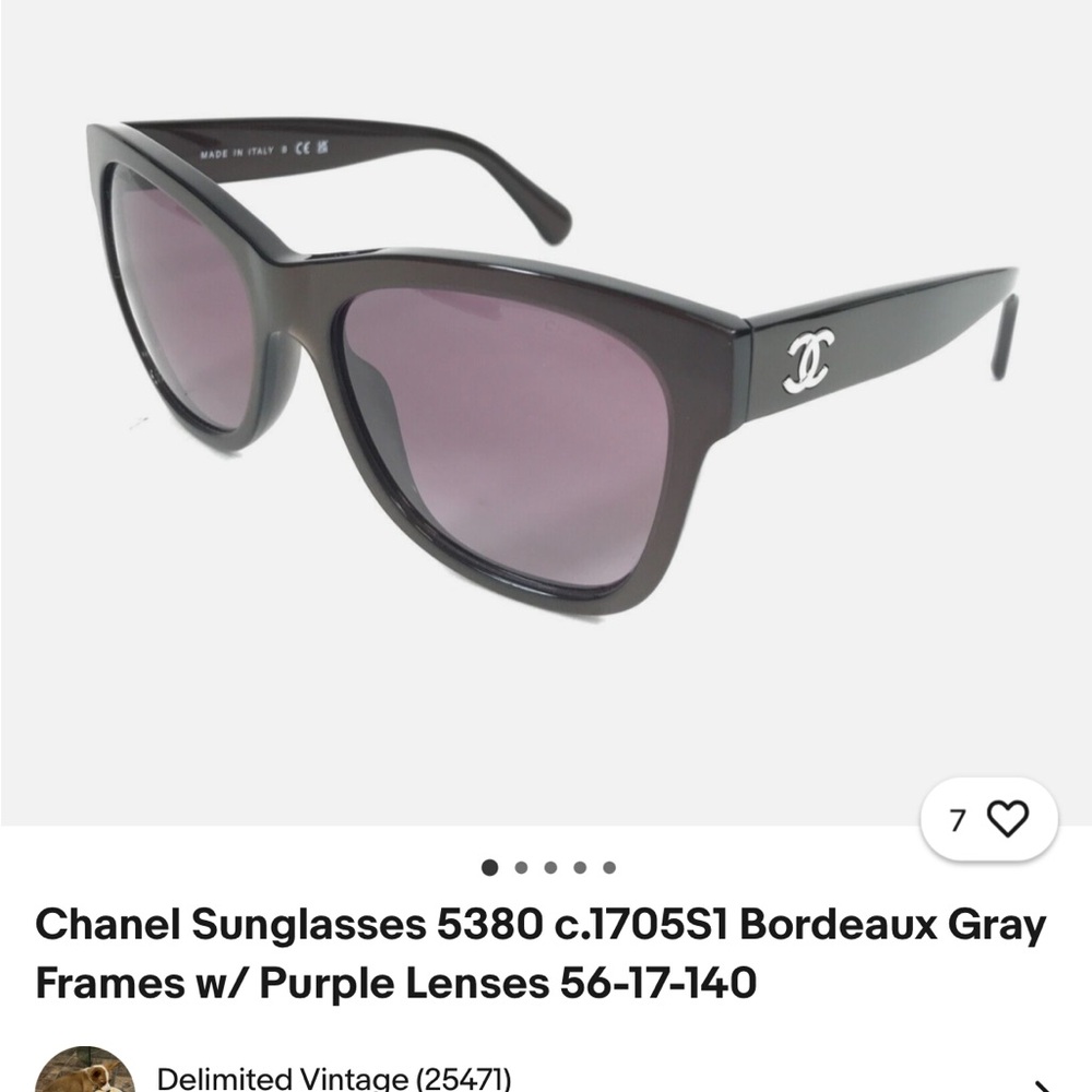 CHANEL Women's Sunglasses - Bordeaux Gray with Purple Lenses